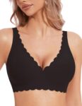 Deep V Wireless Bras for Women No Underwire Seamless s for Women with Support Floral Wavy Women Bras