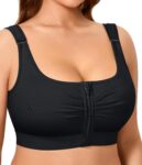 Wireless Zip Front Closure Bras for Women No Underwire Full Coverage Comfort Everyday Post Surgery Compression Bra