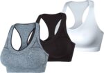 Women Sports Bra, Seamless Racerback Sports Bra, Moderate Support, Moisture-Wicking, 1 or 3 Pack